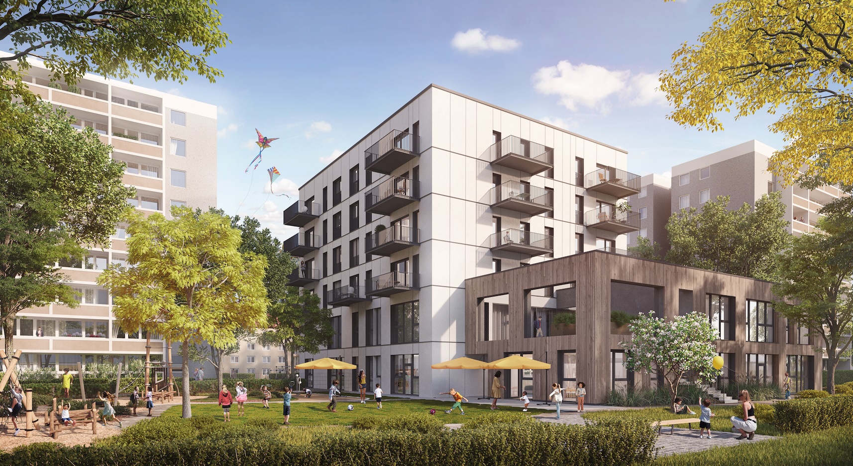 Mit BERGGARTEN und BERGBLICK entstehen 107 neue Wohnungen im Quartier.